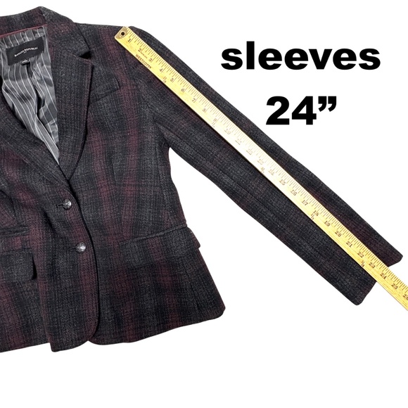 jacket blazer BANANA REPUBLIC XS/S cropped plaid wool blend classic boho indie - Picture 10 of 15